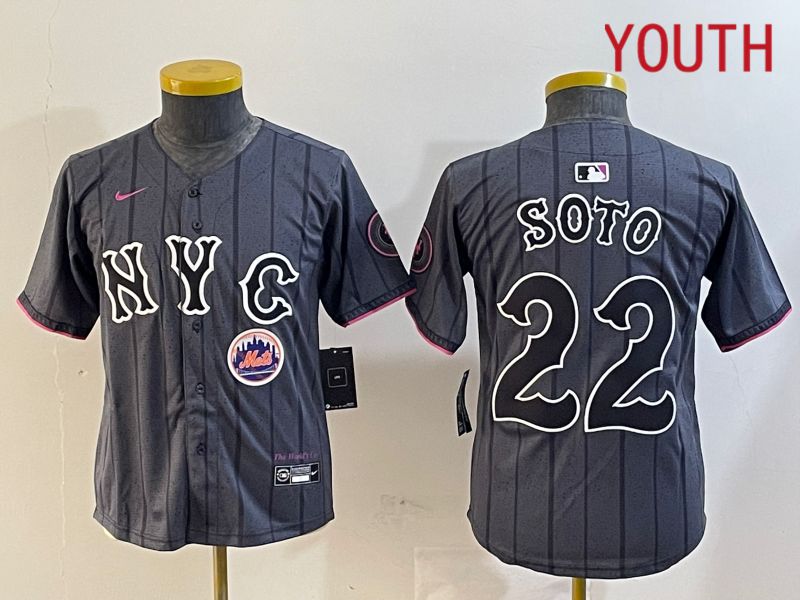 Youth New York Mets #22 Soto Black City Edition 2024 Nike MLB Jersey style 4->youth mlb jersey->Youth Jersey